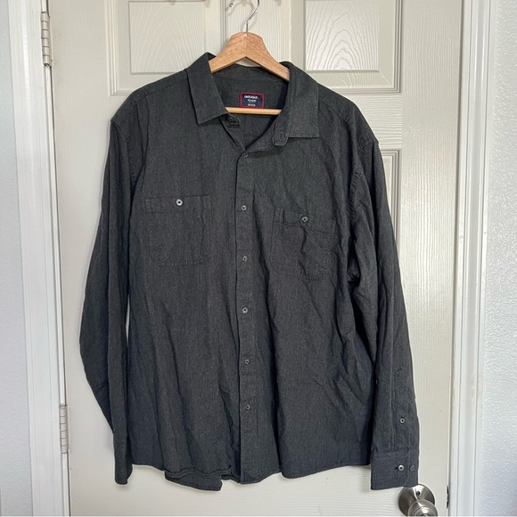 UNTUCKit Hemsworth Flannel Shirt Dark Gray Men’s XXLarge Long Sleeve Relaxed Fit - Picture 12 of 14